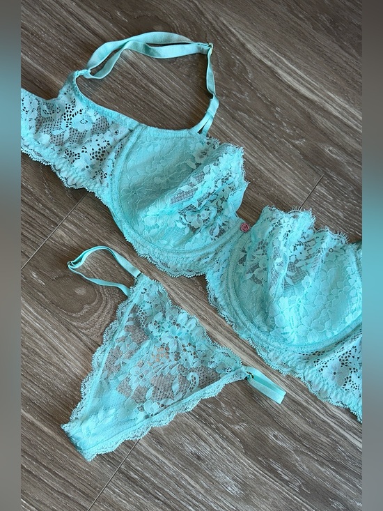 PINK Victoria's Secret Other - PINK Victoria's Secret Lace Underwire Bra & Thong in Aqua Mint